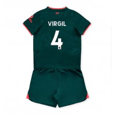Liverpool Virgil van Dijk #4 Tredjedraktsett Barn 2022-23 Kortermet (+ korte bukser)